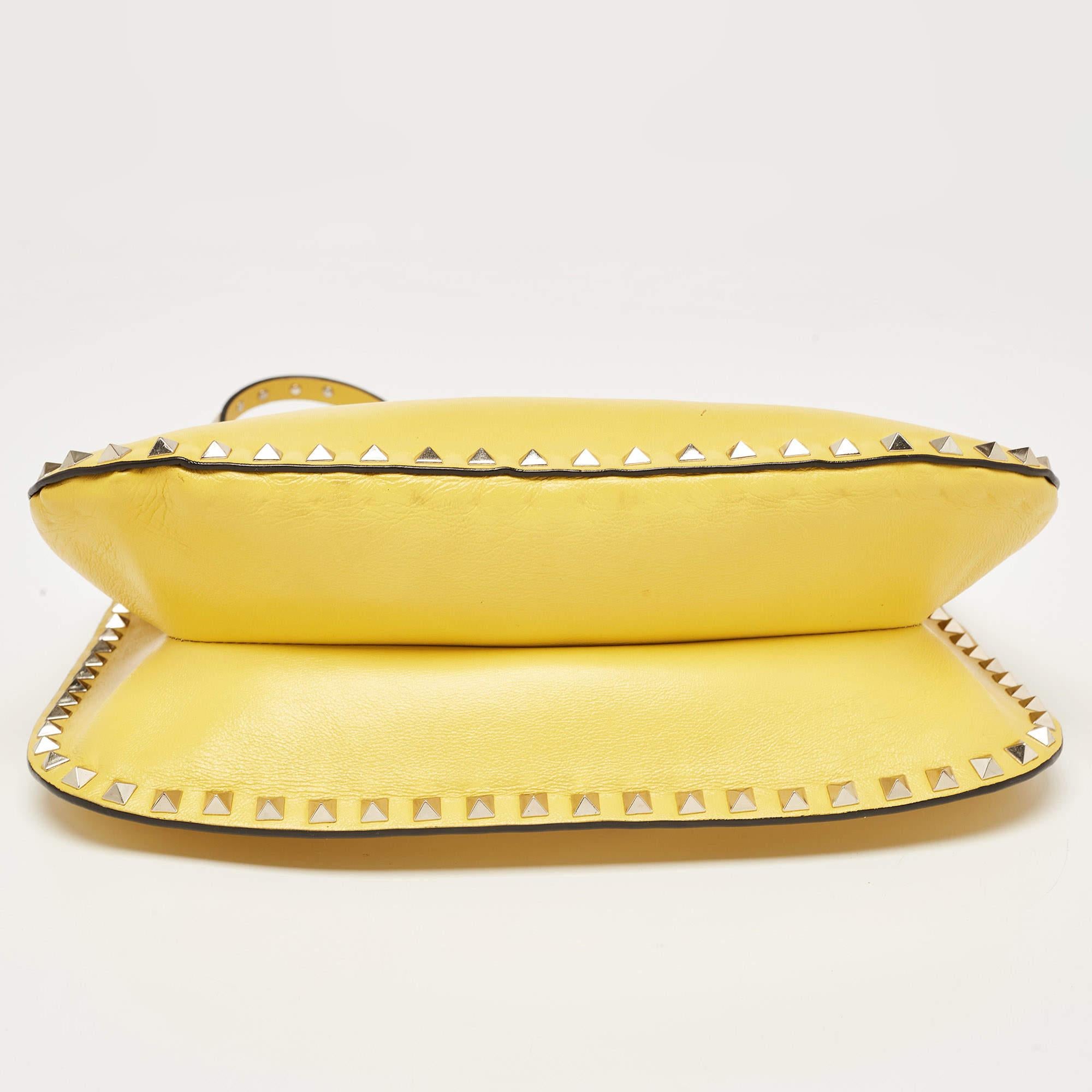 Valentino Yellow Leather Rockstud Trapeze Shoulder Bag 11