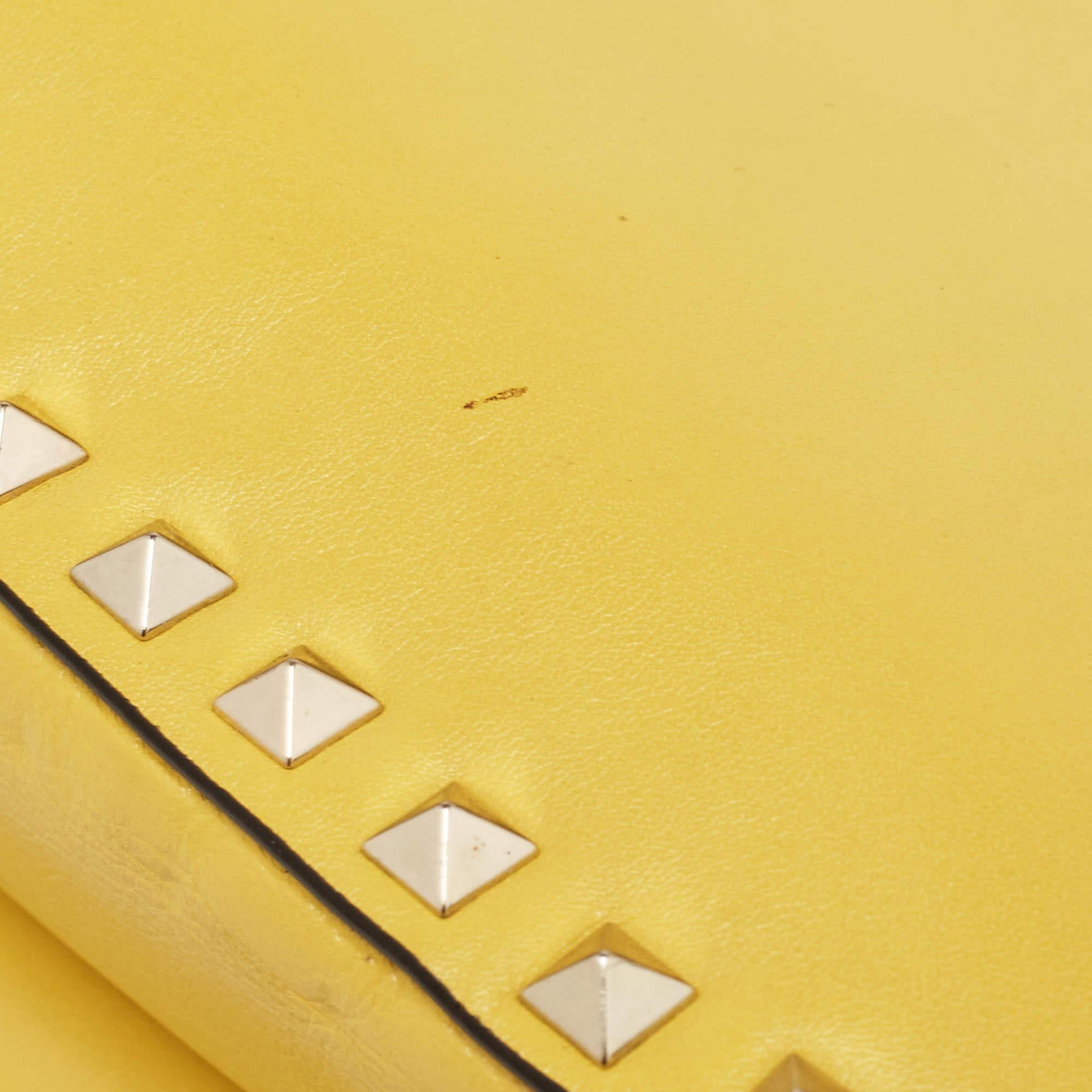 Valentino Yellow Leather Rockstud Trapeze Shoulder Bag 1