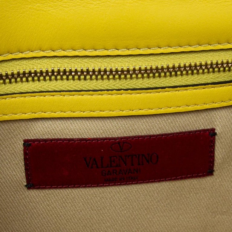 Valentino Yellow Leather Small Rockstud Glam Lock Flap Bag at 1stDibs |  yellow valentino bag, valentino yellow bag