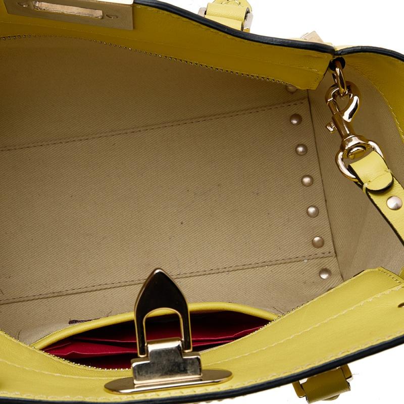 Valentino Yellow Leather Small Rockstud Tote 7