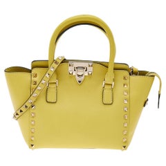 Valentino Yellow Leather Small Rockstud Tote