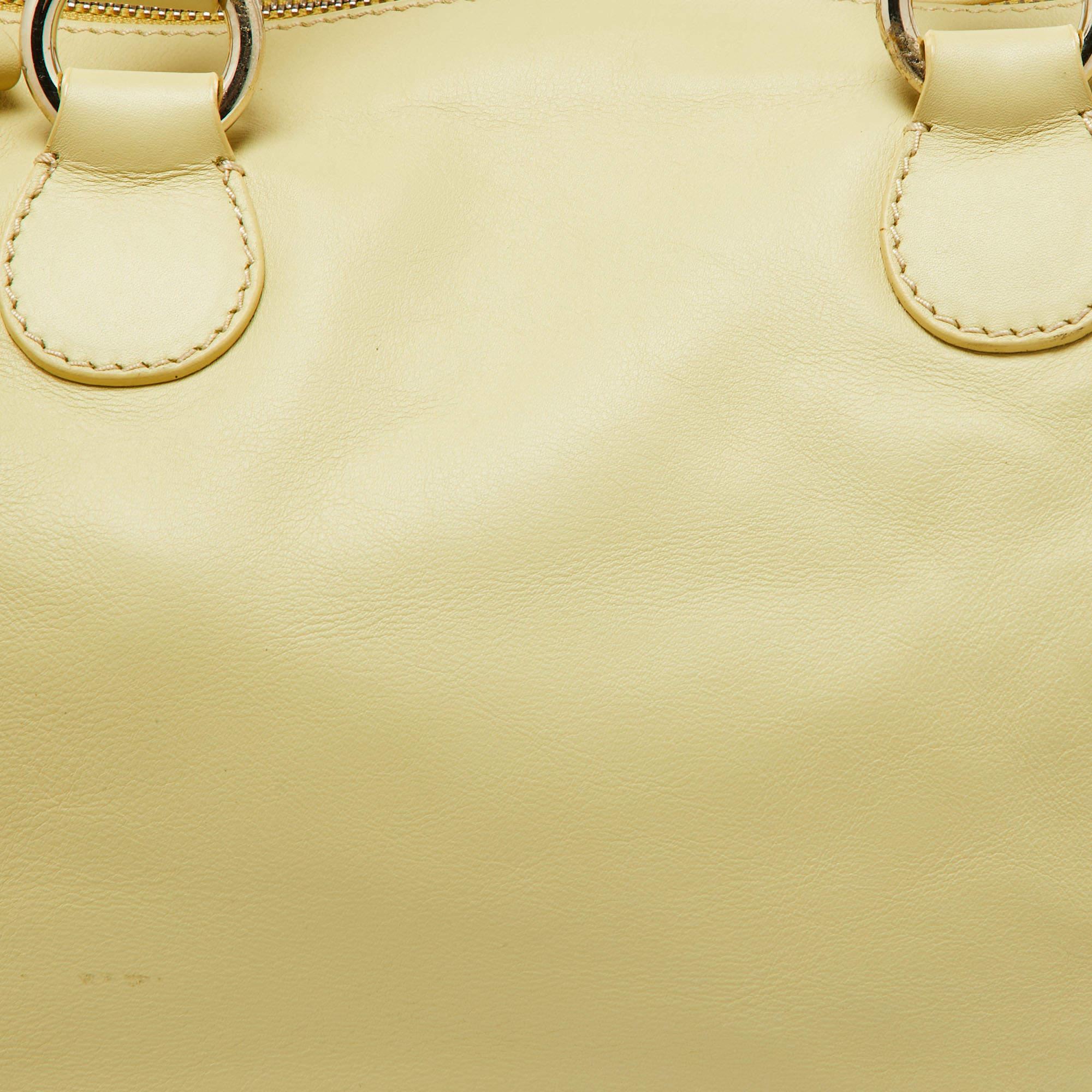 Women's Valentino Yellow Leather Zip Boston Bag