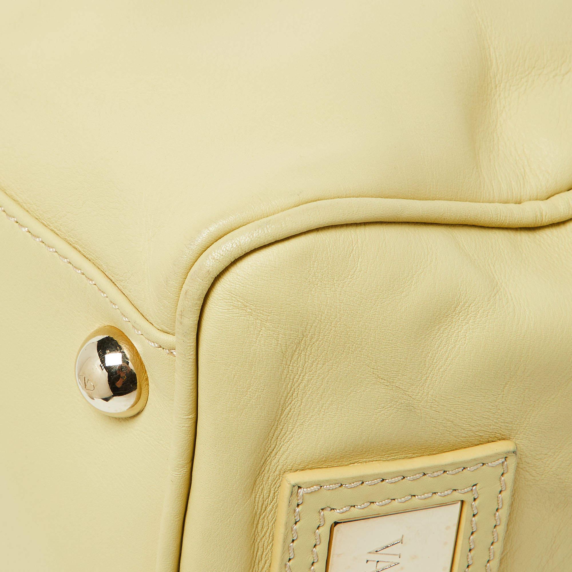 Valentino Yellow Leather Zip Boston Bag 1