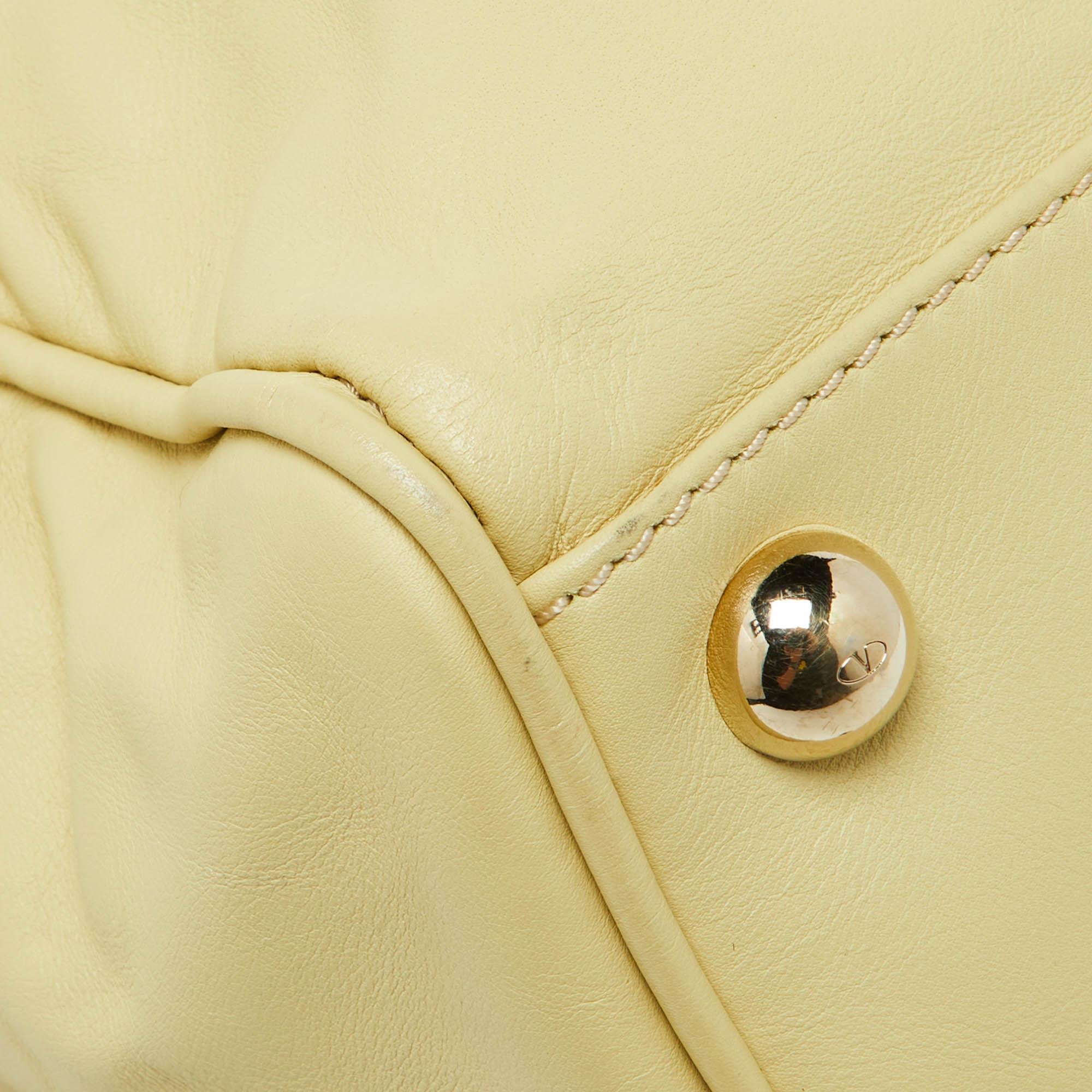 Valentino Yellow Leather Zip Boston Bag 2