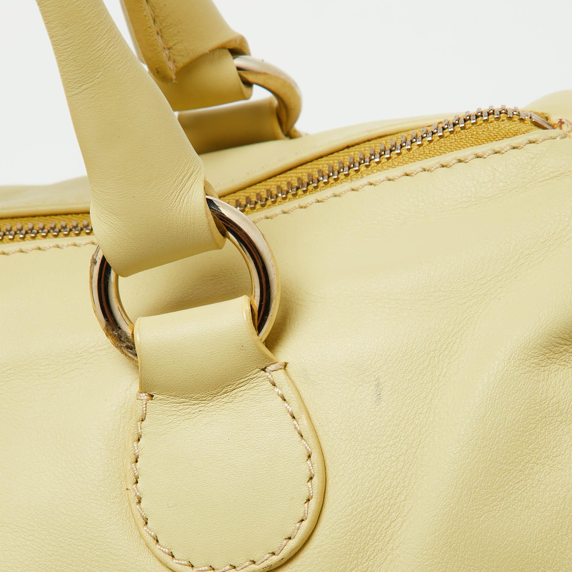 Valentino Yellow Leather Zip Boston Bag 3