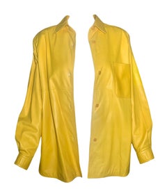 Valentino Yellow Nappa Lambskin Leather Shirt Jacket, 1980s