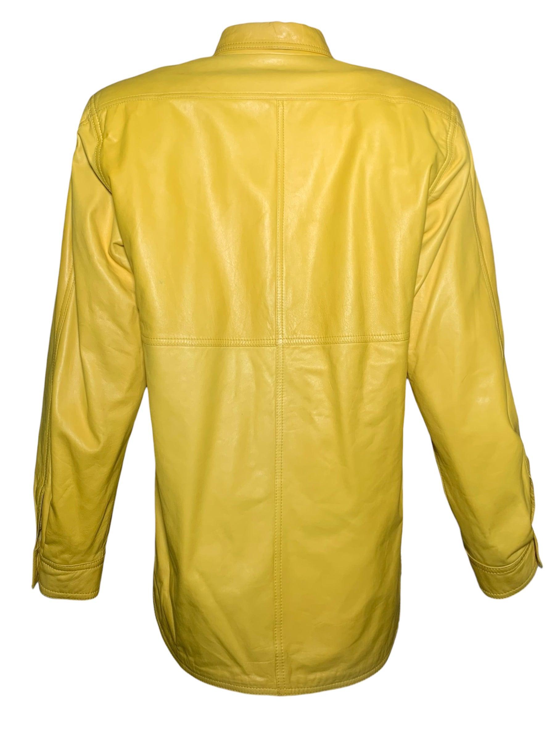Valentino Gelbe Nappaleder-Lammfell-Hemdjacke, 1980er Jahre im Zustand „Gut“ im Angebot in Los Angeles, CA