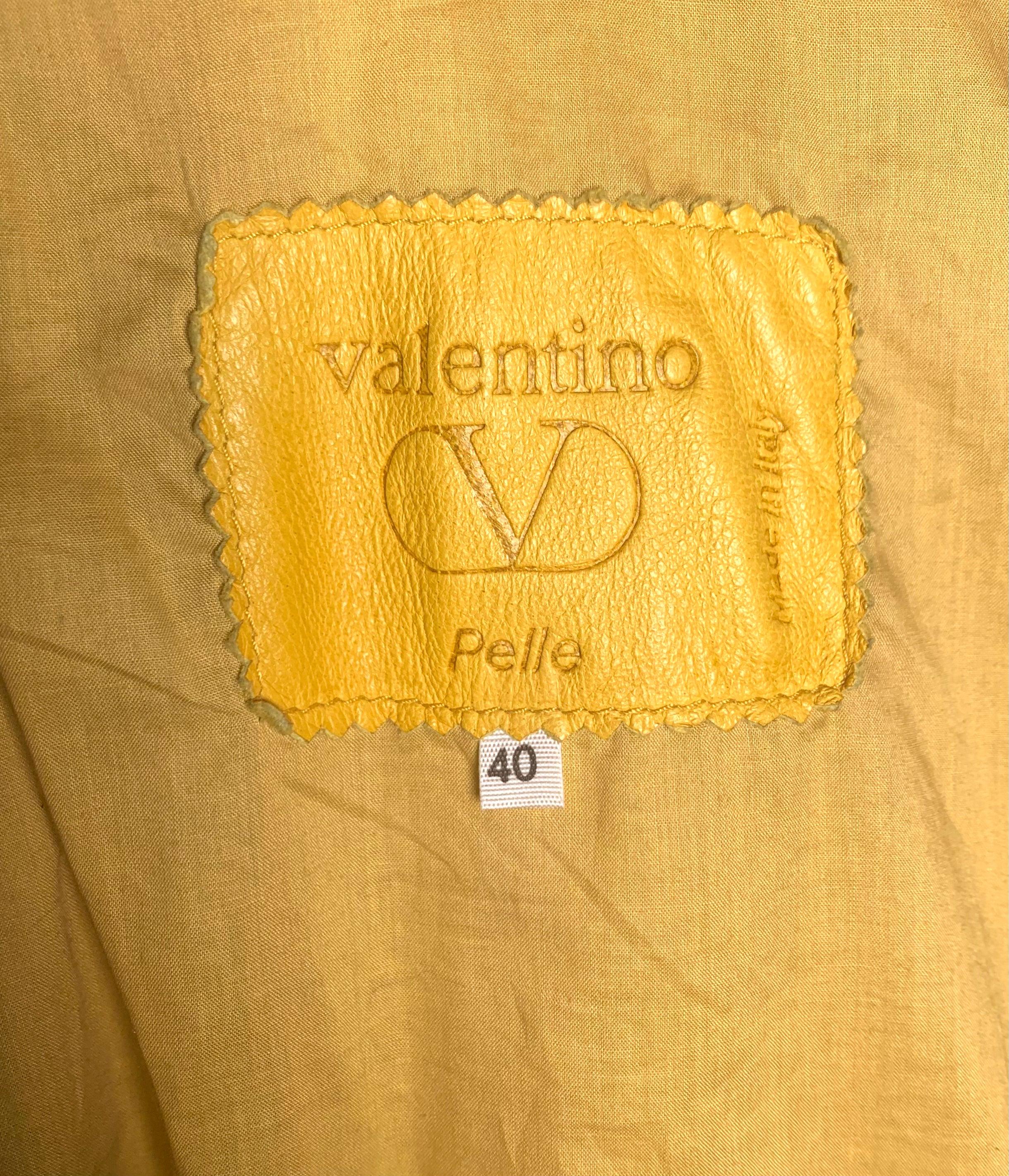 Valentino Gelbe Nappaleder-Lammfell-Hemdjacke, 1980er Jahre für Damen oder Herren im Angebot