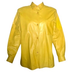 Valentino Gelbe Nappaleder-Lammfell-Hemdjacke, 1980er Jahre
