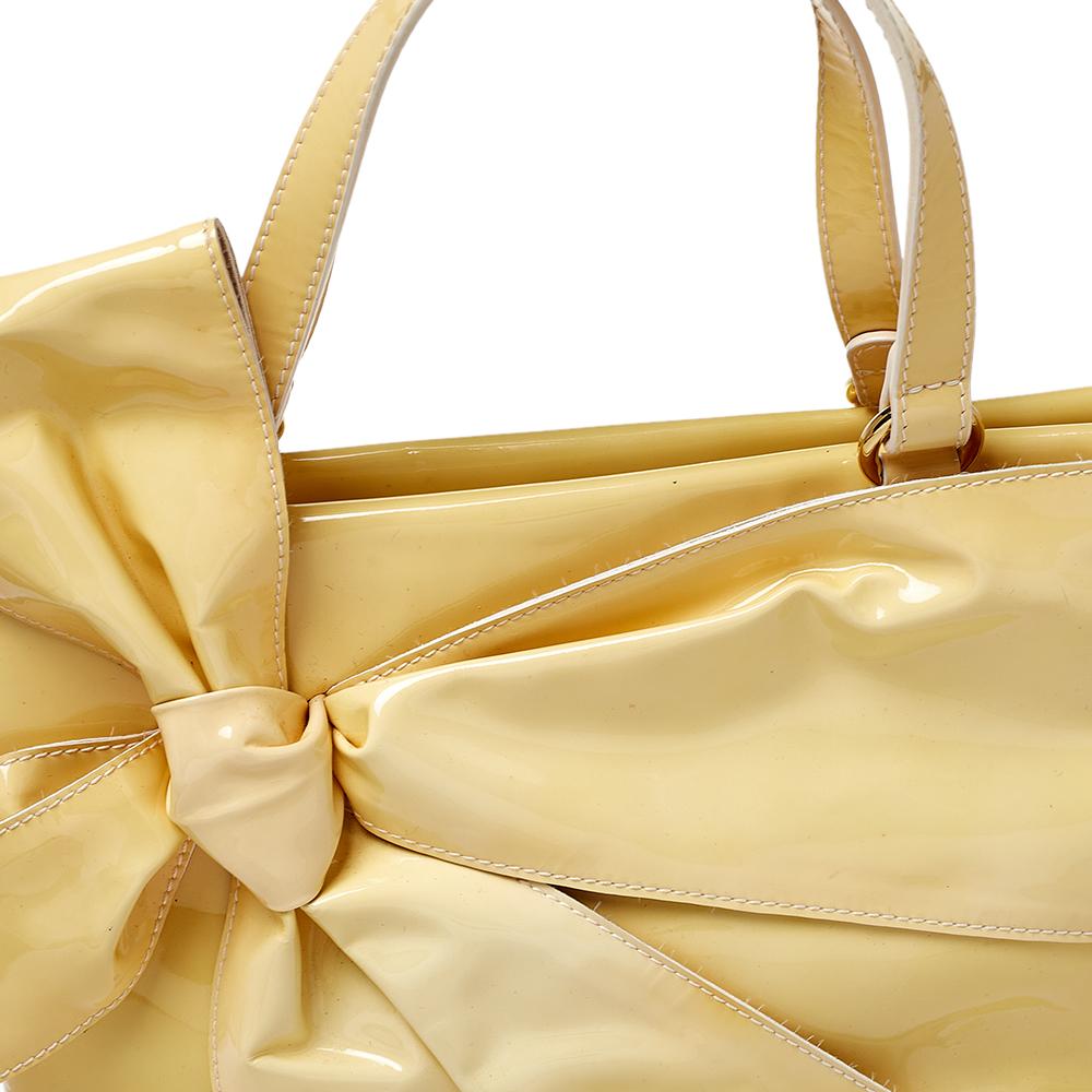Valentino Yellow Patent Leather Bow Tote 4