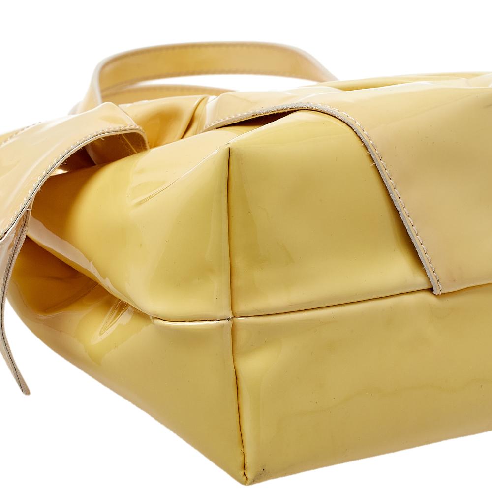 Valentino Yellow Patent Leather Bow Tote 1