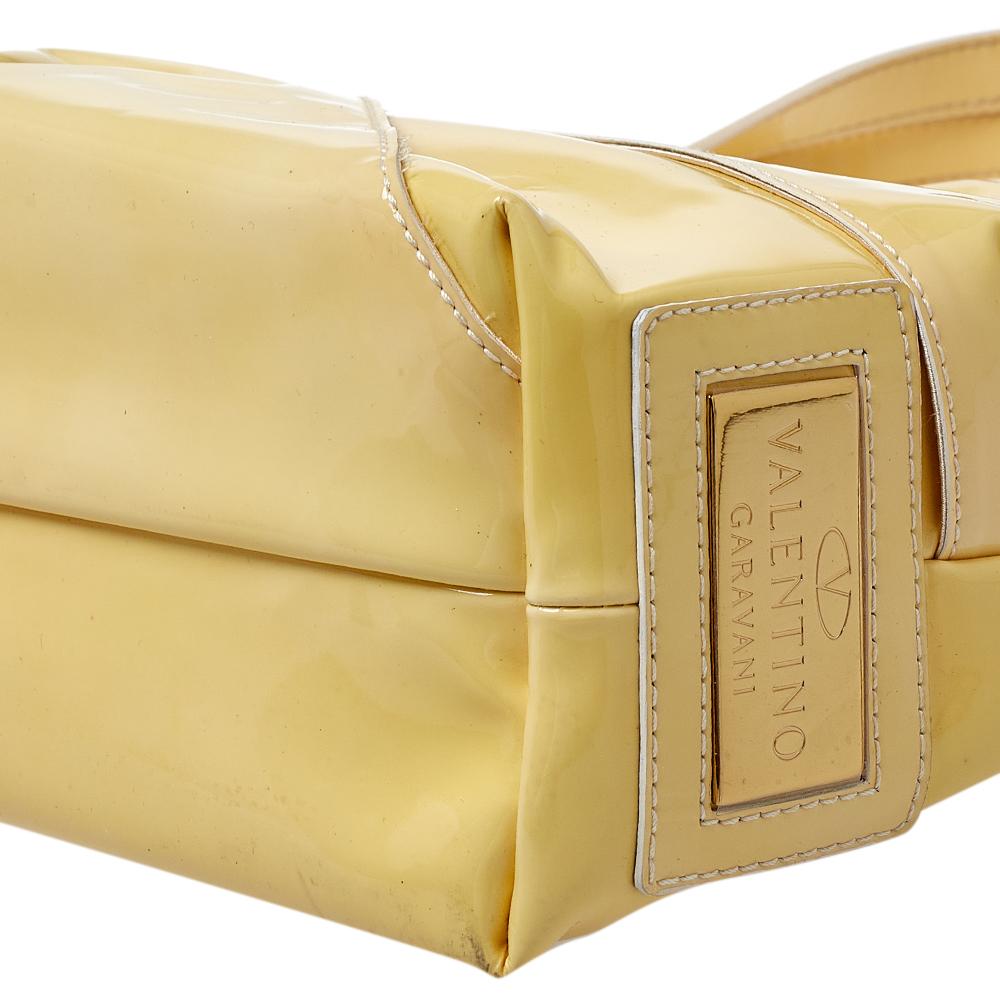 Valentino Yellow Patent Leather Bow Tote 3
