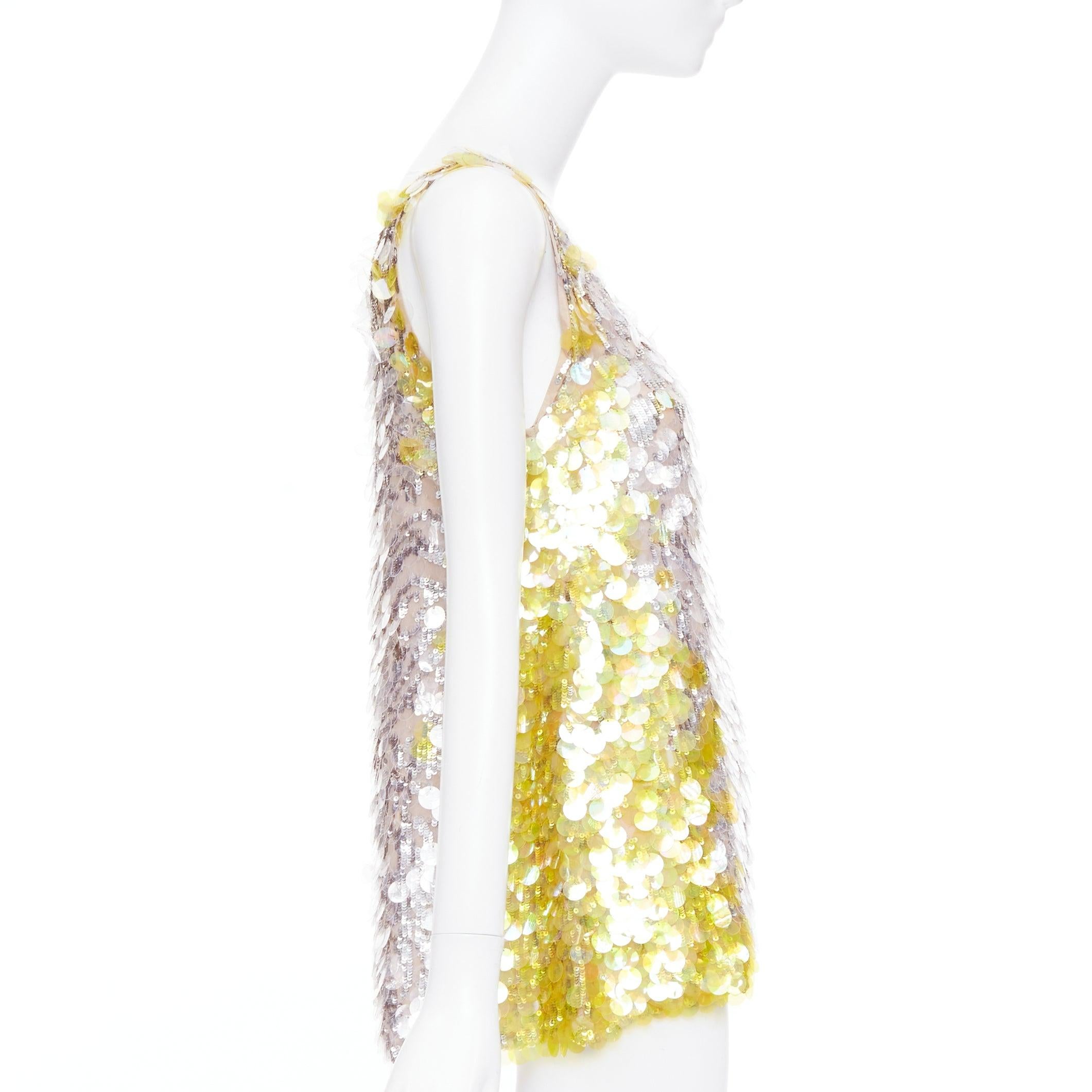 VALENTINO jaune poudre argent giallo paillettes pailettes soie gilet IT40 S Pour femmes en vente