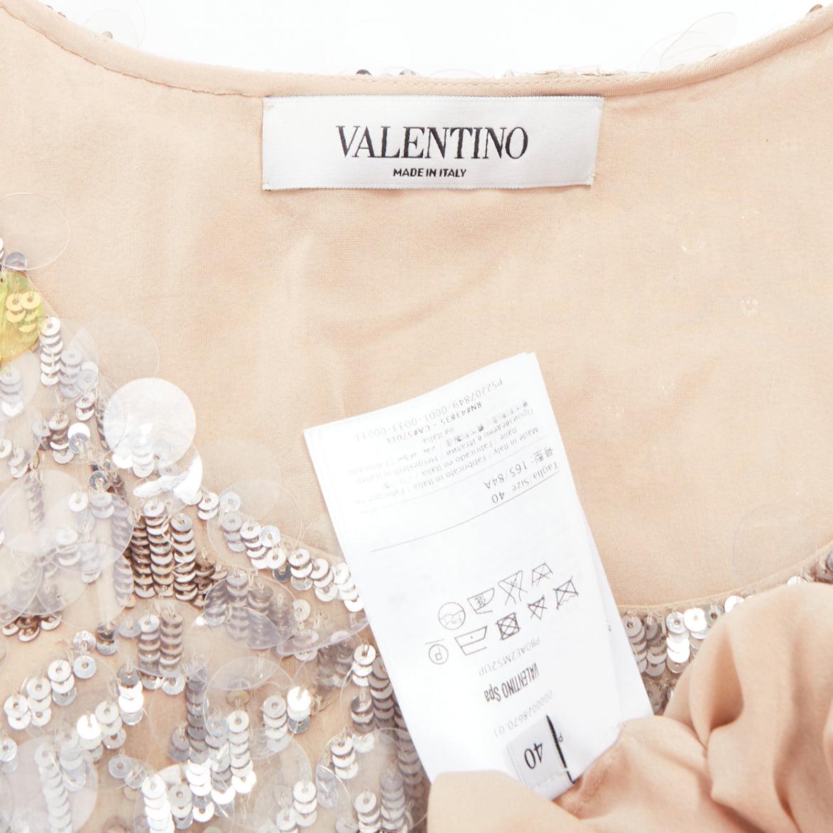 VALENTINO jaune poudre argent giallo paillettes pailettes soie gilet IT40 S en vente 4