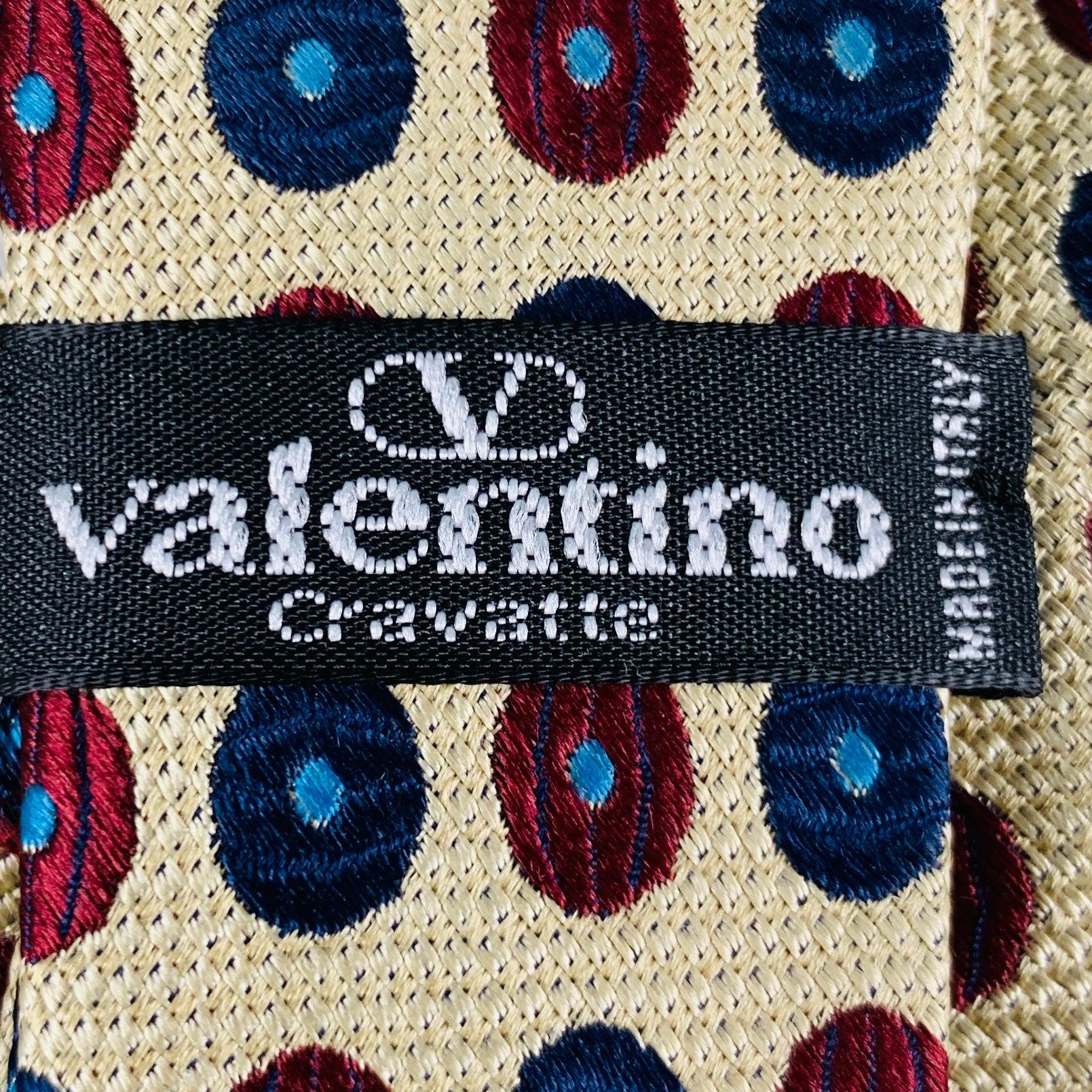 Men's VALENTINO Yellow Red Blue Dots Silk Tie For Sale