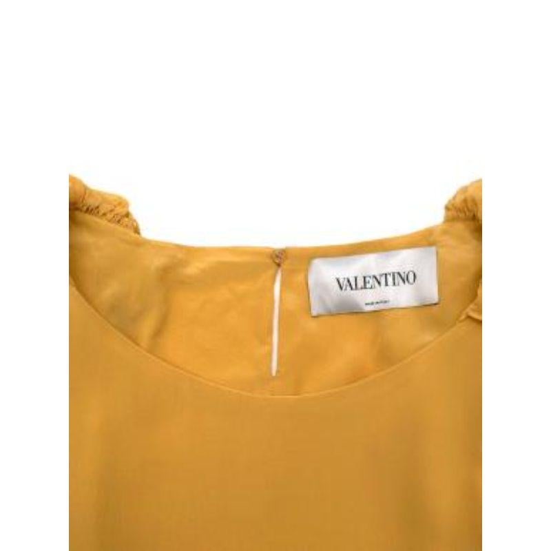 Valentino Yellow Ruched Shoulder Silk Dress For Sale 2