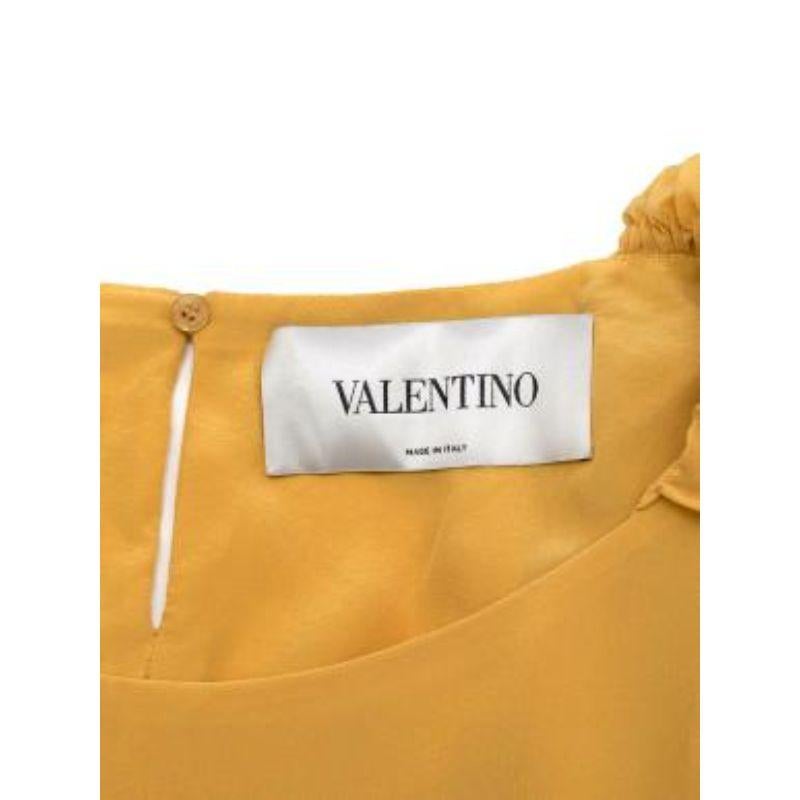 Valentino Yellow Ruched Shoulder Silk Dress For Sale 3