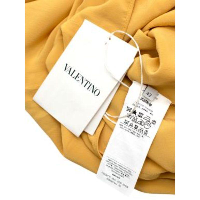 Valentino Yellow Ruched Shoulder Silk Dress For Sale 4
