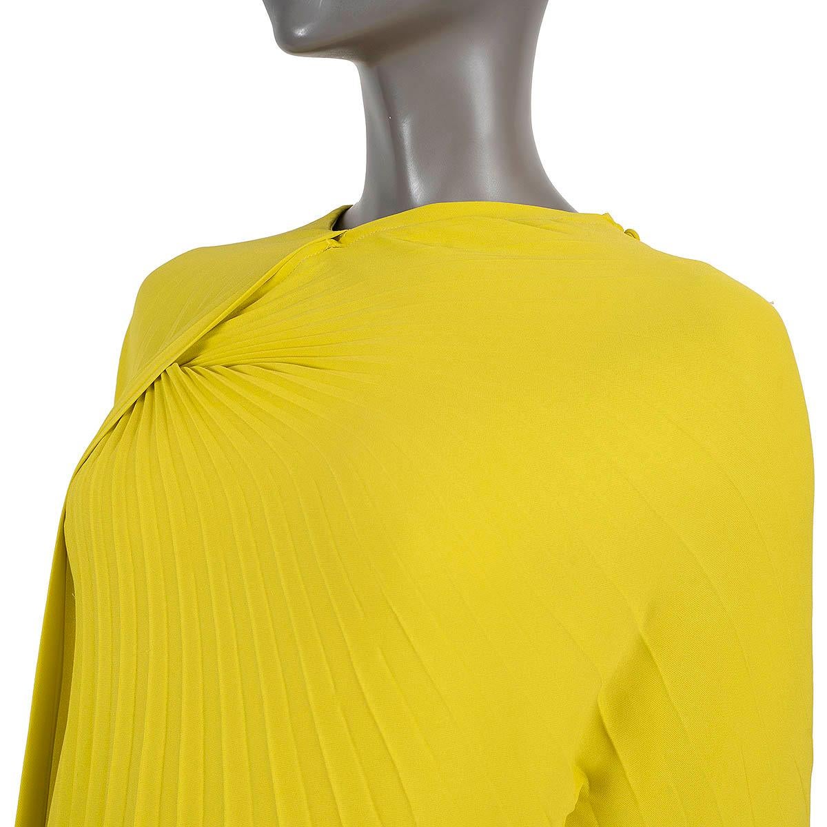 Women's VALENTINO yellow silk 2023 CAPE-EFFECT CREPE MIDI Dress 40 S For Sale