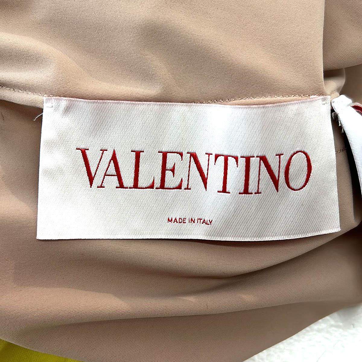 VALENTINO yellow silk 2023 CAPE-EFFECT CREPE MIDI Dress 40 S For Sale 1