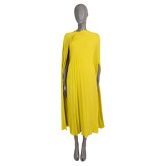 VALENTINO yellow silk 2023 CAPE-EFFECT CREPE MIDI Dress 40 S