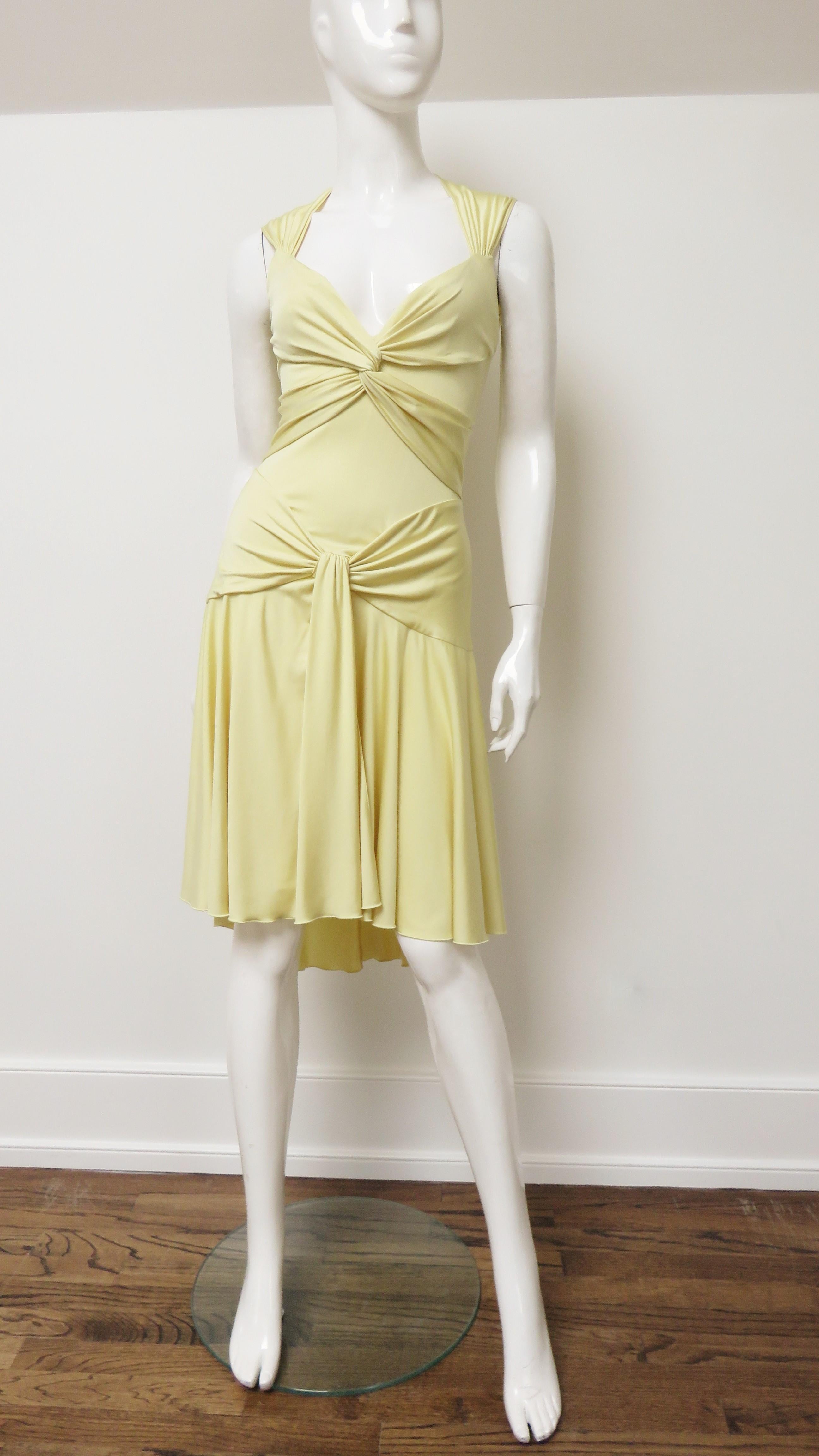 Valentino Yellow Silk Dress  For Sale 2