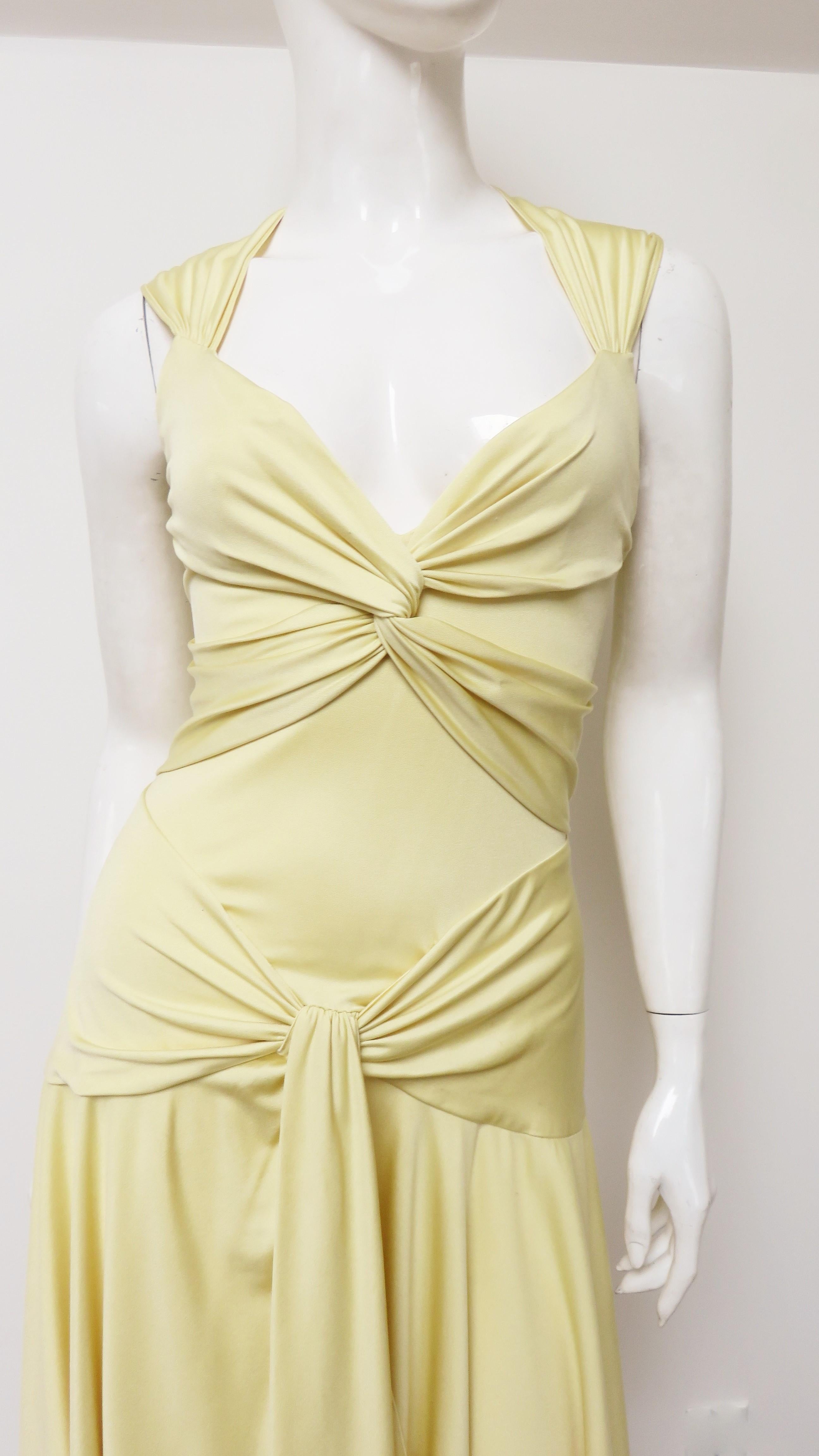 Beige Valentino Yellow Silk Dress