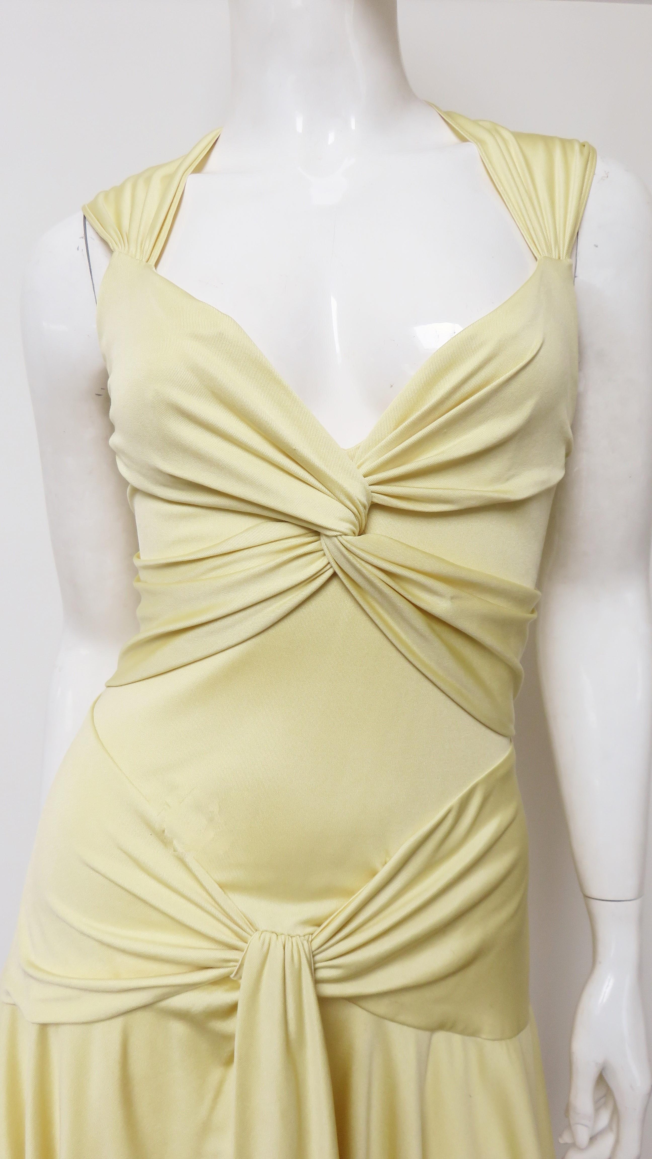 Valentino Yellow Silk Dress  In Good Condition For Sale In Water Mill, NY