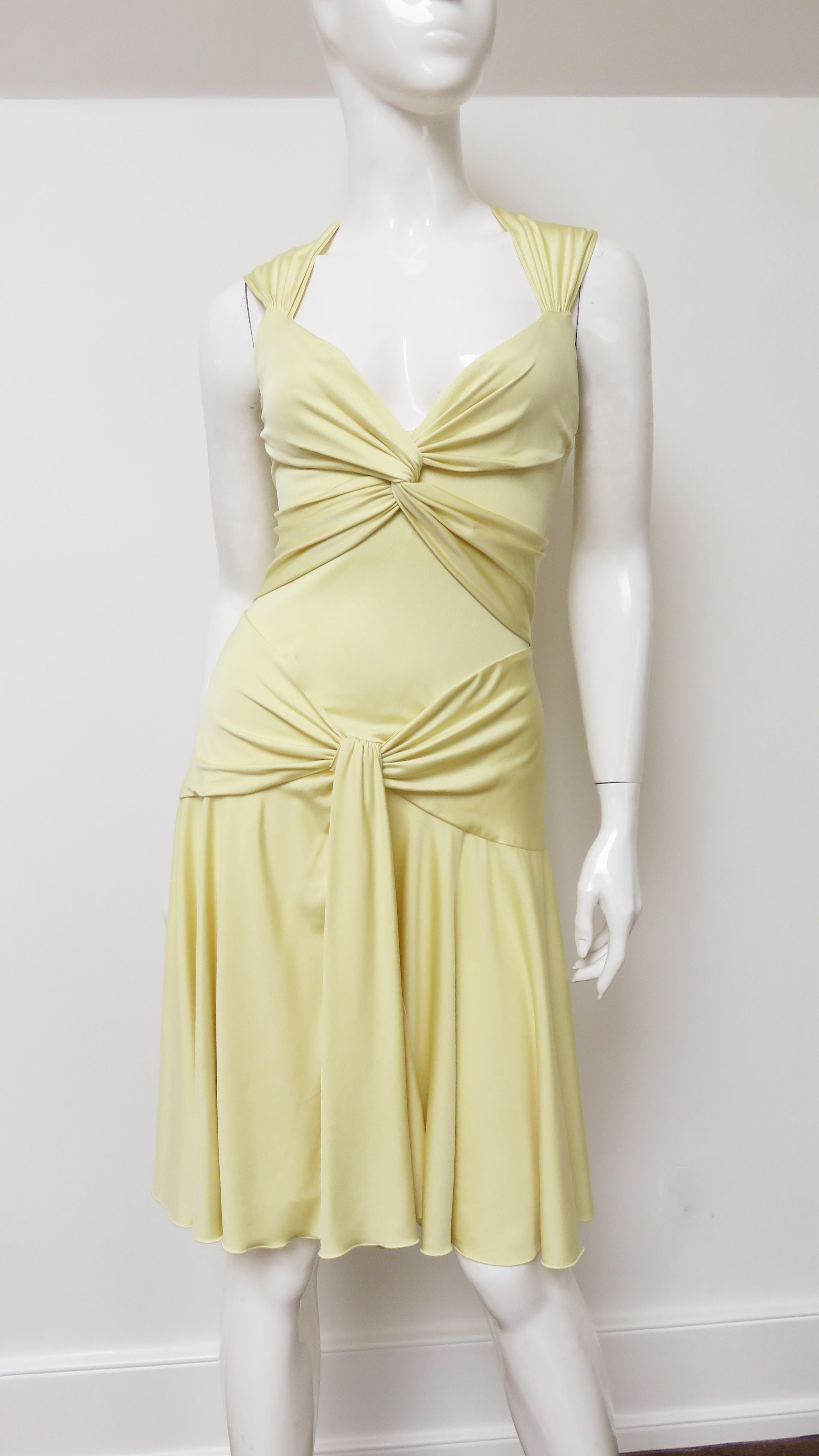Valentino Yellow Silk Dress  For Sale 1