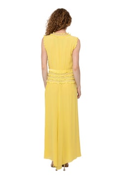 Valentino Yellow Silk w/ Lace & Satin Tie