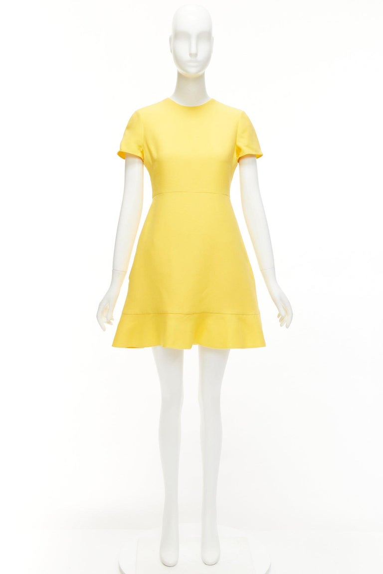 slim fit dress slacks Libas Yellow Solid Cotton Tiered Fit and Flare One Piece Dress