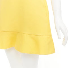 VALENTINO yellow wool silk short sleeve ruffle hem fit flare dress IT42 M