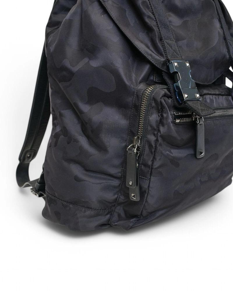 Valentino Backpack Camouflage Nylon Black For Sale 6