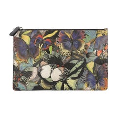 Valentino Zipped Pouch Camubutterfly Printed Canvas Large