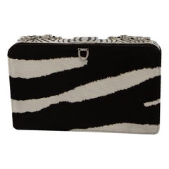 Vintage Valentino's Zebra Print Exotic Rhinestone Enamel Hand Bag
