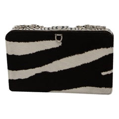 Valentino's Zebra Print Exotic Rhinestone Enamel Hand Bag 