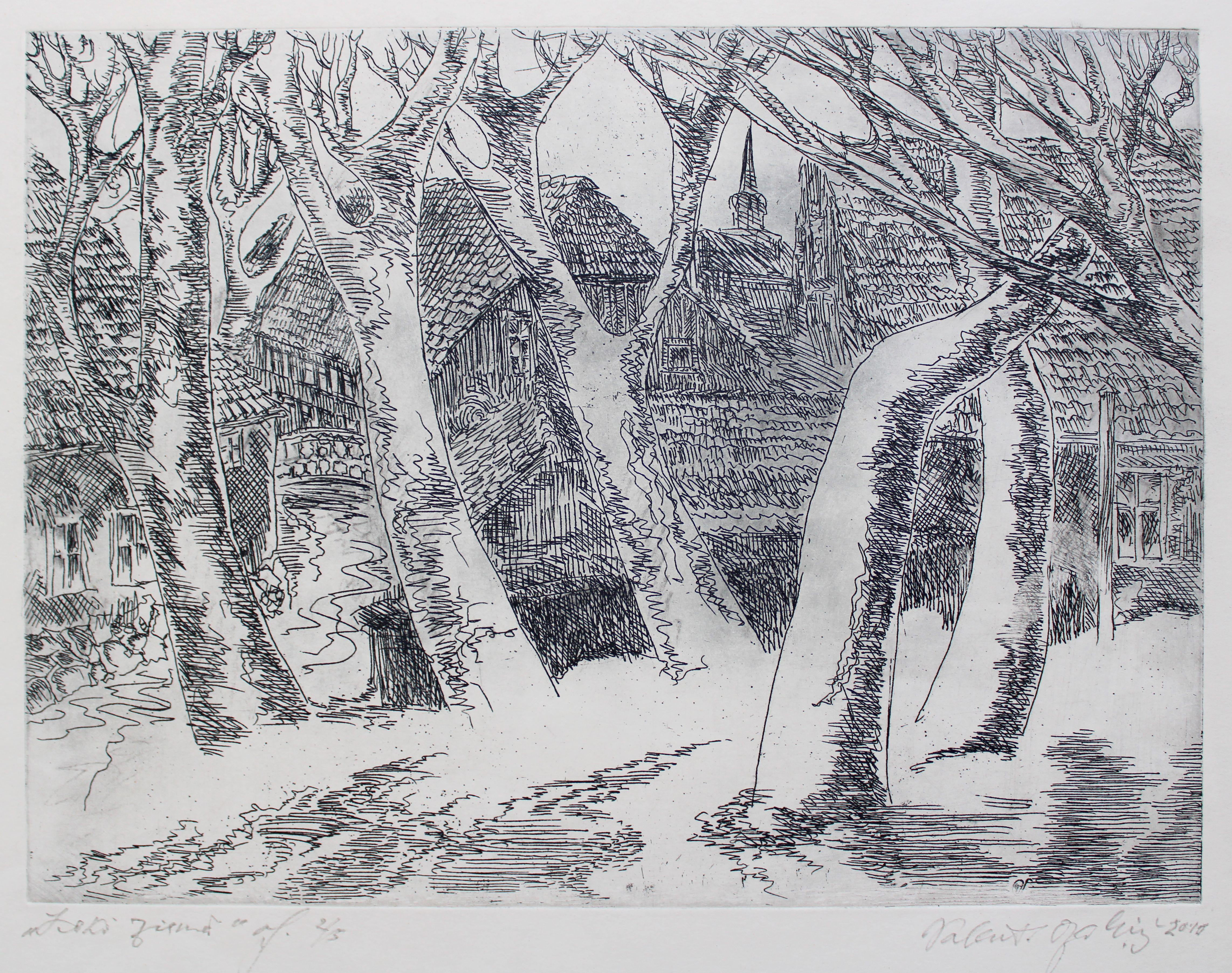 Valentins Ozolins  Landscape Print - Trees. 2016. Paper, etching, 2/5, 29x40 cm