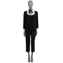 VALENTION black silk PUSSY BOW Blouse 40 S