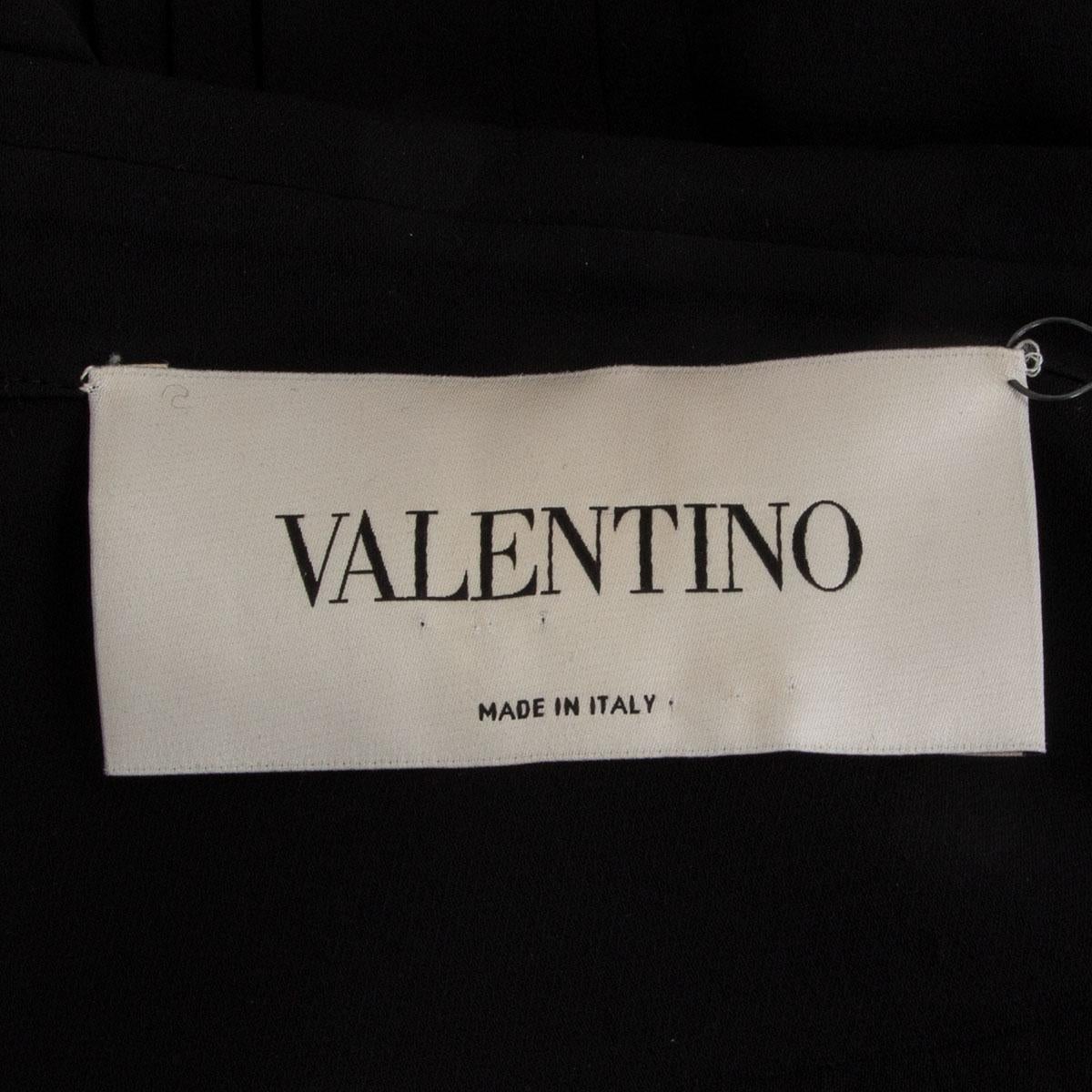 Black VALENTION black wool & silk PLEATED Long Sleeve Jumpsuit Romper 40 S For Sale