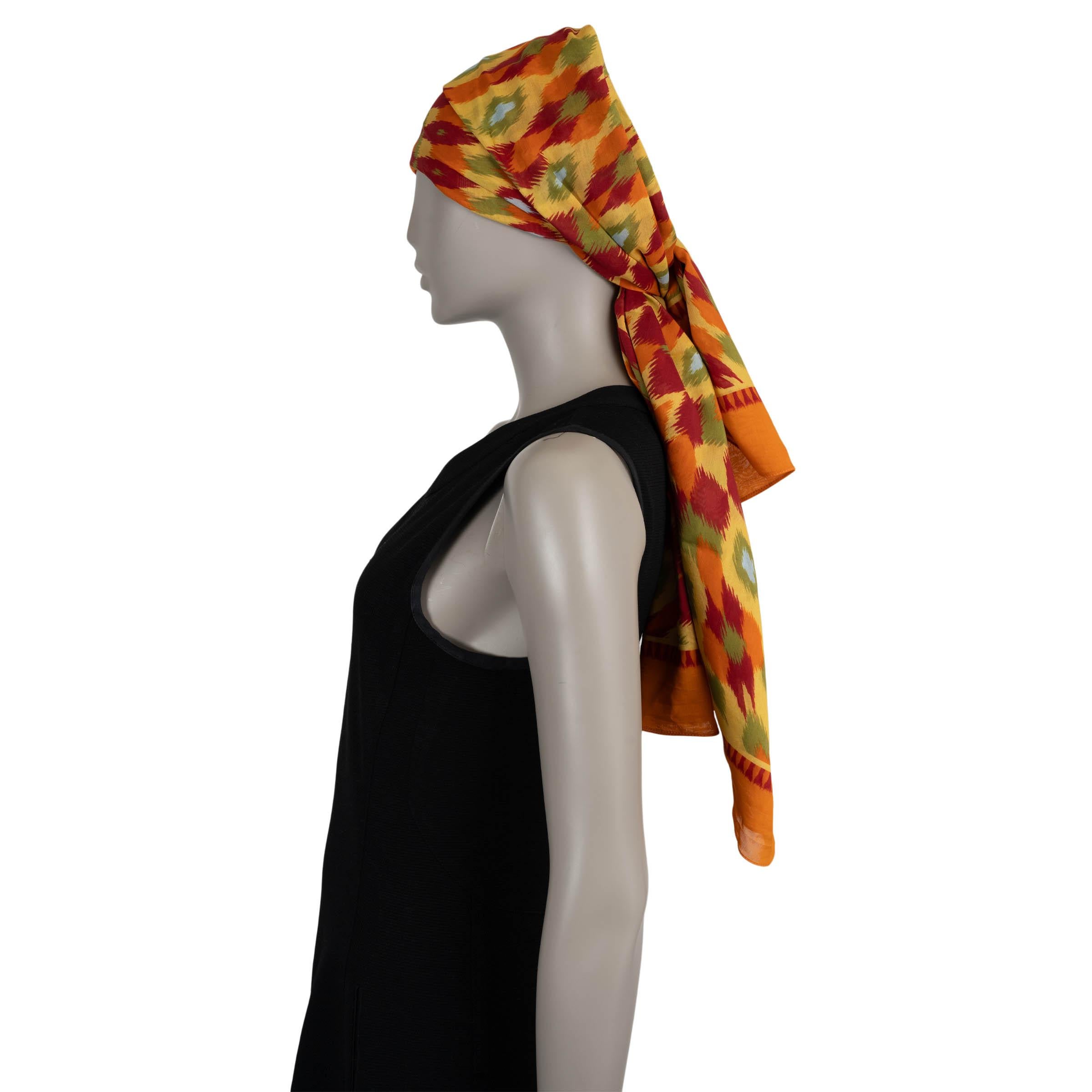 VALENTINO orange cotton & silk 2024 KALEIDOSCOPE Headscarf Pareo Scarf Naranja en venta
