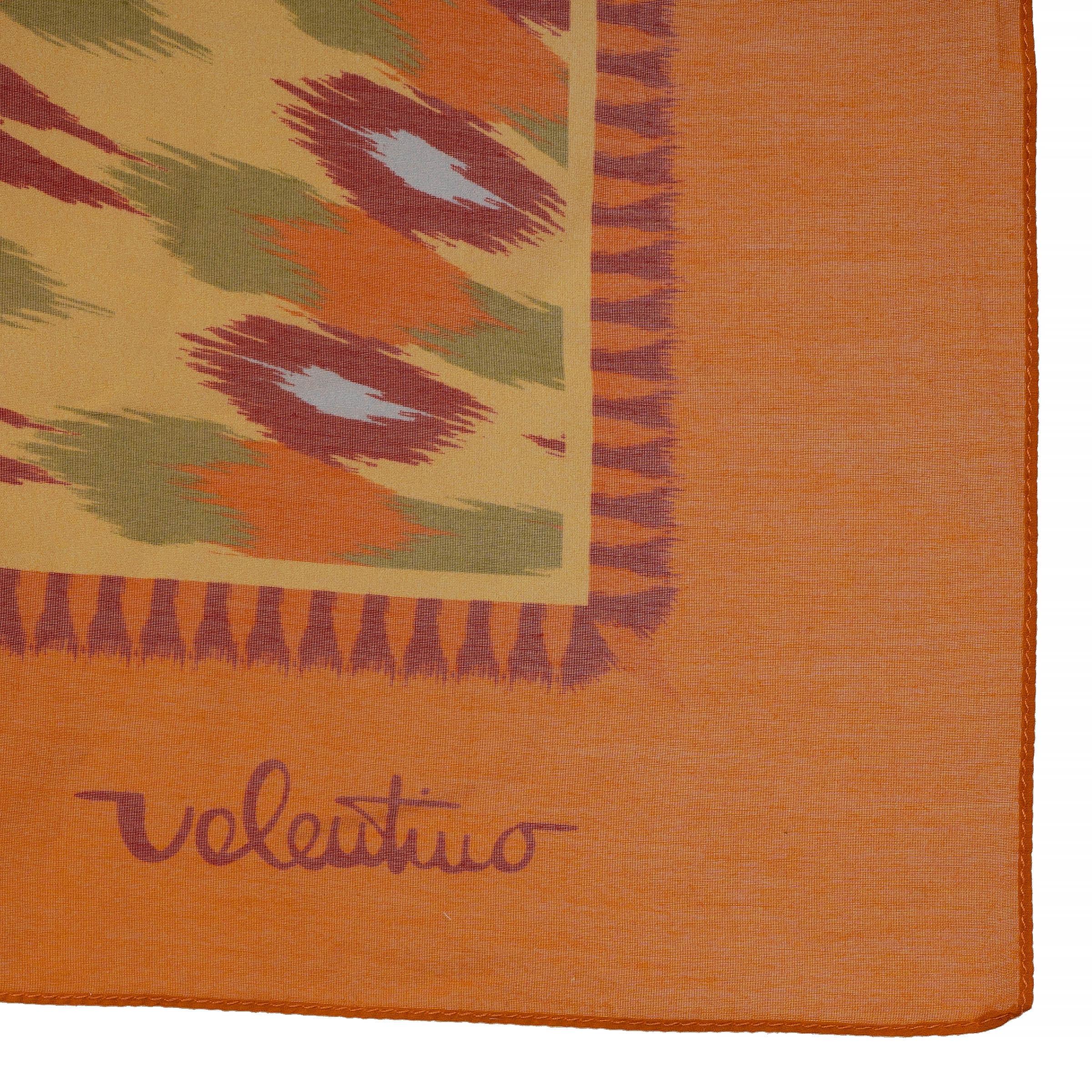VALENTINO orange cotton & silk 2024 KALEIDOSCOPE Headscarf Pareo Scarf en Excelente estado para la venta en Zürich, CH