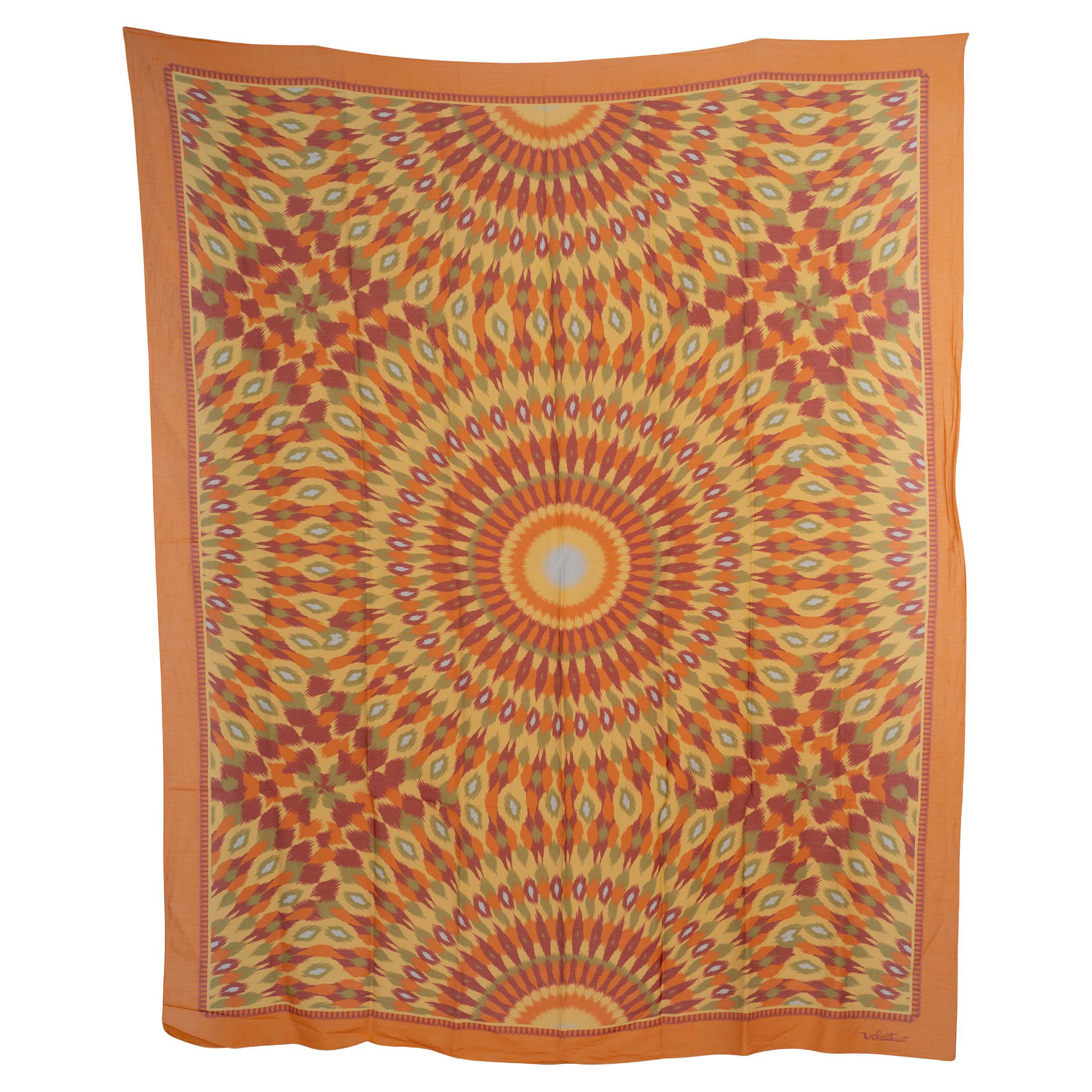 VALENTINO orange cotton & silk 2024 KALEIDOSCOPE Headscarf Pareo Scarf en venta