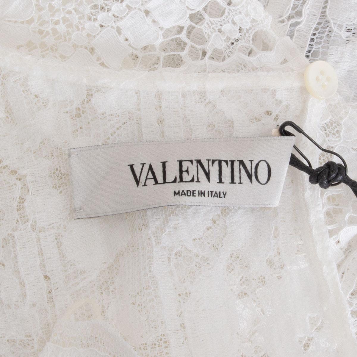 Women's VALENTION white viscose LACE Short Sleeve Shirt Blouse 40 S For Sale