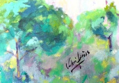 Mediterranean Hill Town Landscape Pintura al óleo expresionista Arte de la Escuela Catalana