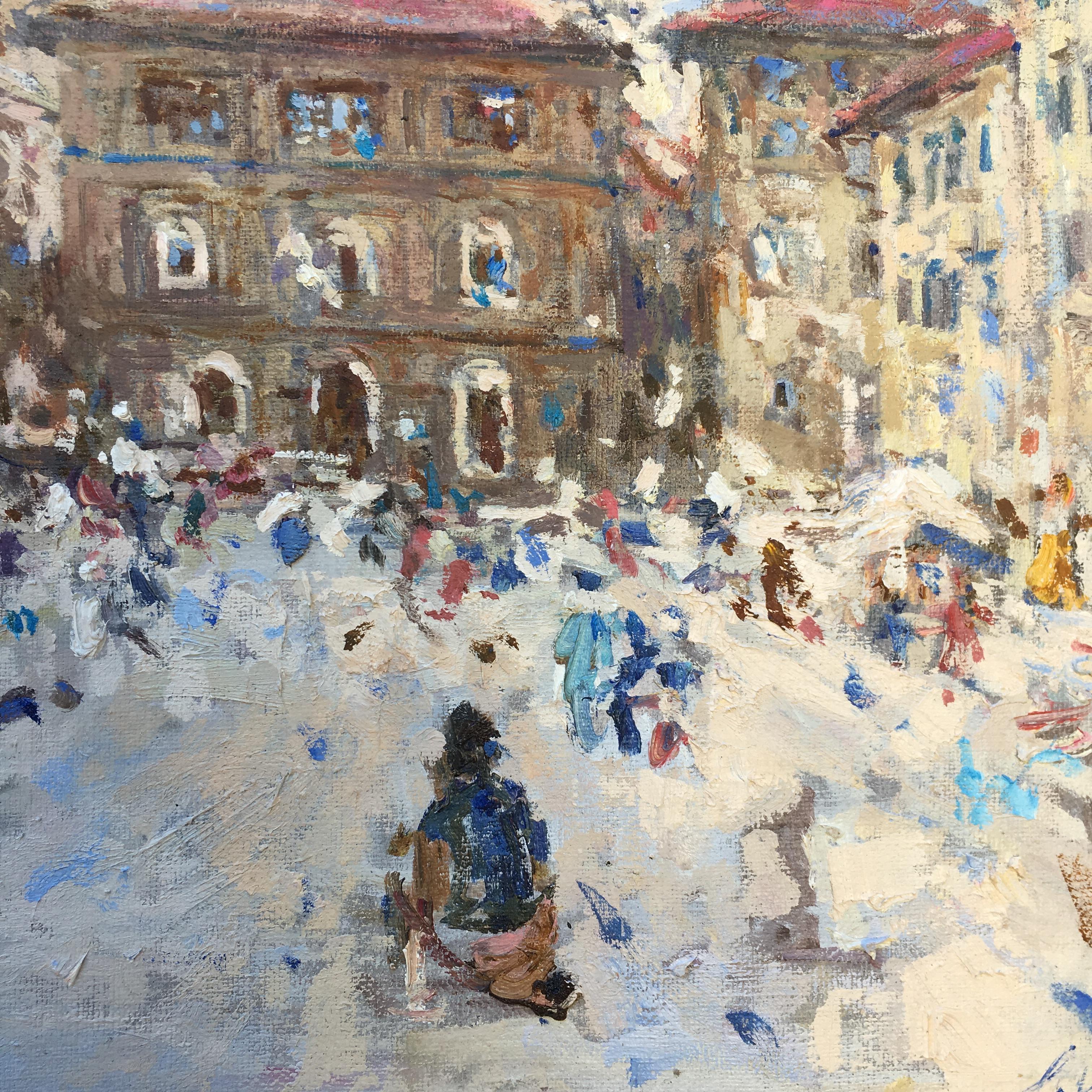 Piazza in Firenze - Post-Impressionist Painting by Valeria Lakrisenko