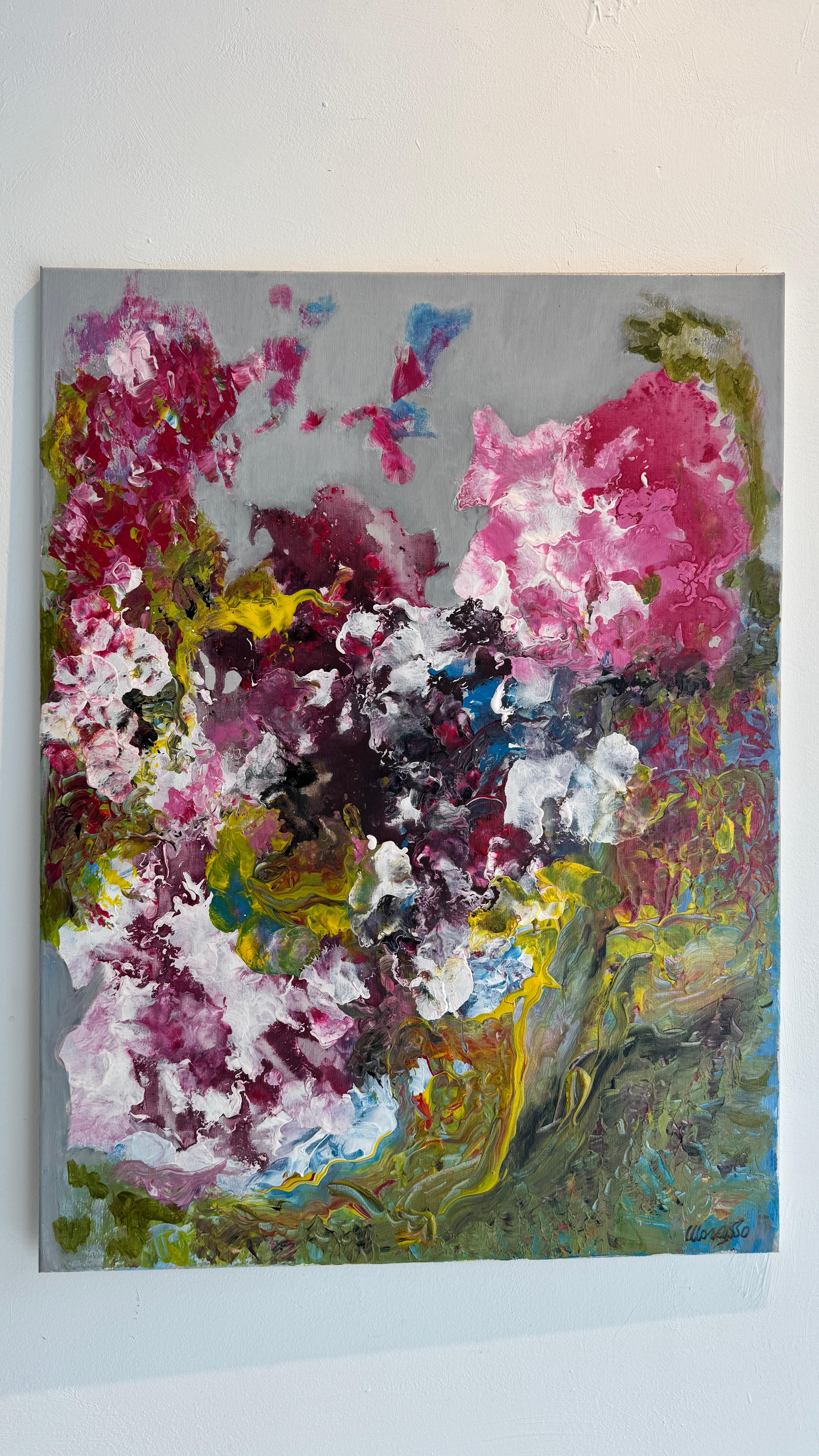 Sentimento di rosa - Painting Espressionismo astratto di Valeria Morasso