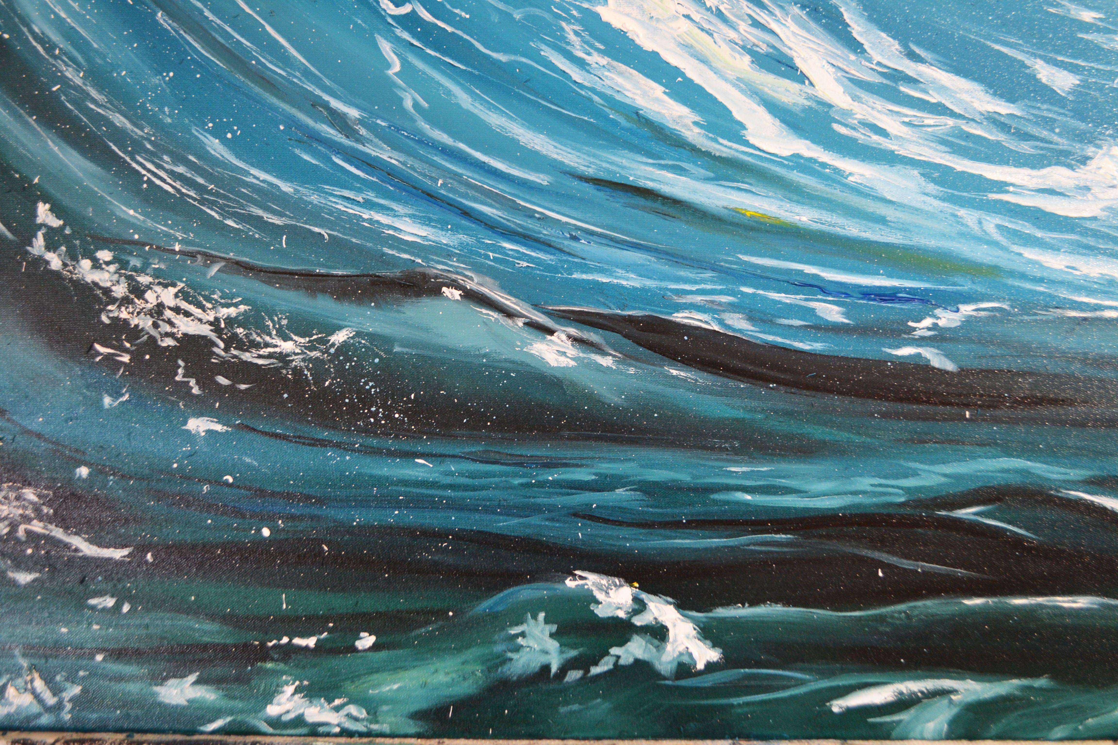 Aqua, Painting, Oil on Canvas For Sale 3