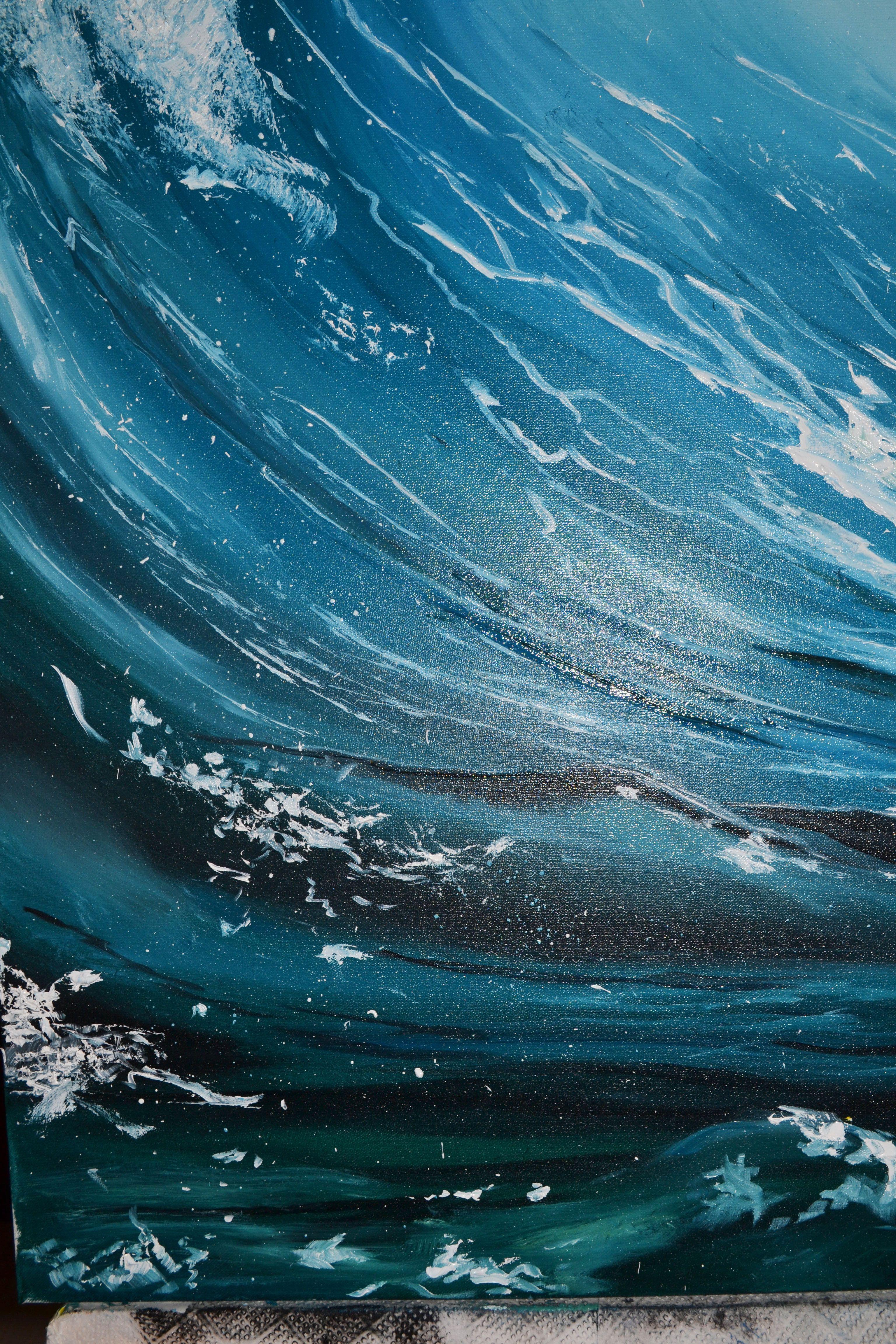 Aqua, Painting, Oil on Canvas For Sale 4