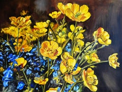Buttercup Flowers, Painting, Oil on Canvas