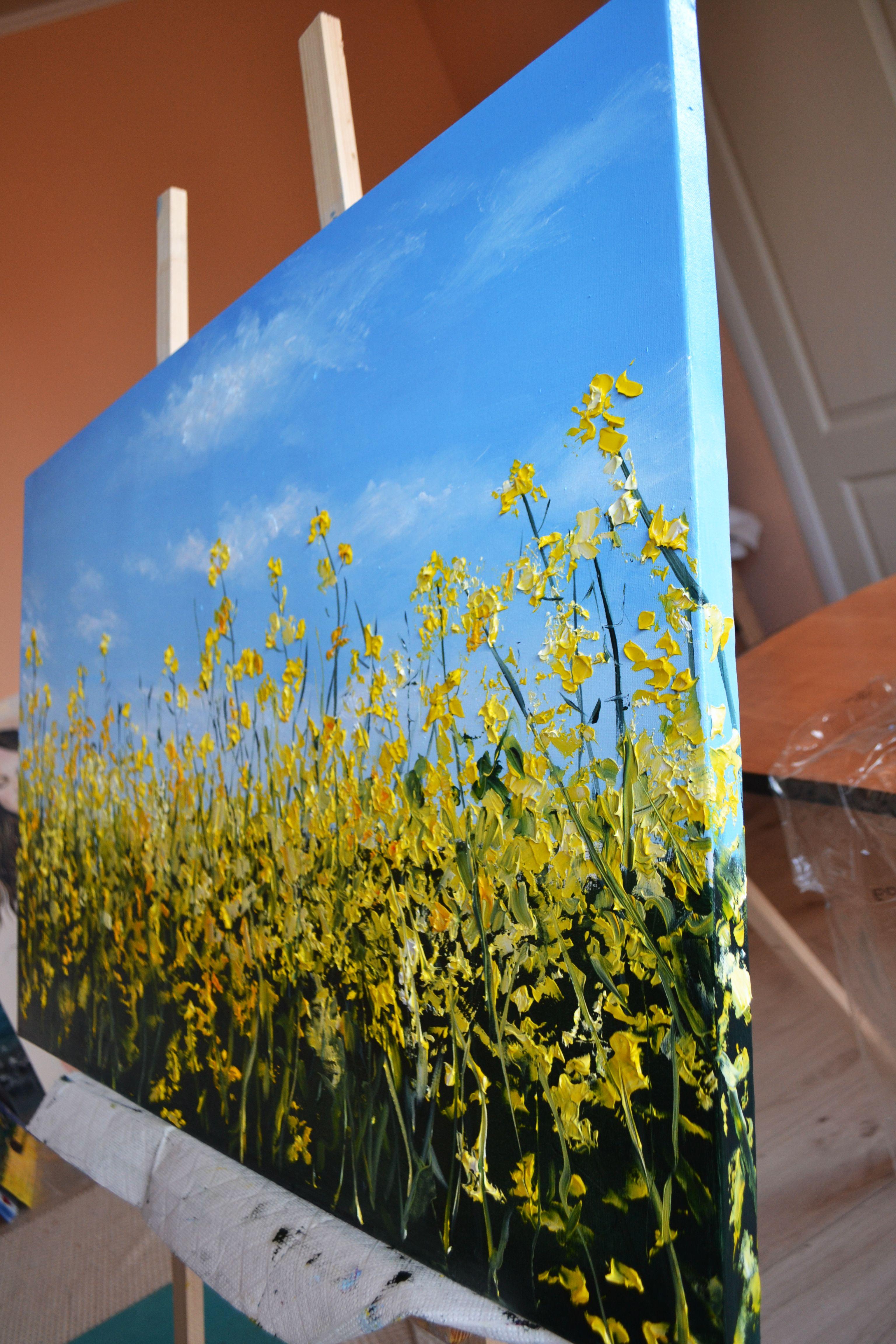 Canola Field in Ukraine, Gemälde, Öl auf Leinwand (Impressionismus), Painting, von Valeria Radzievska